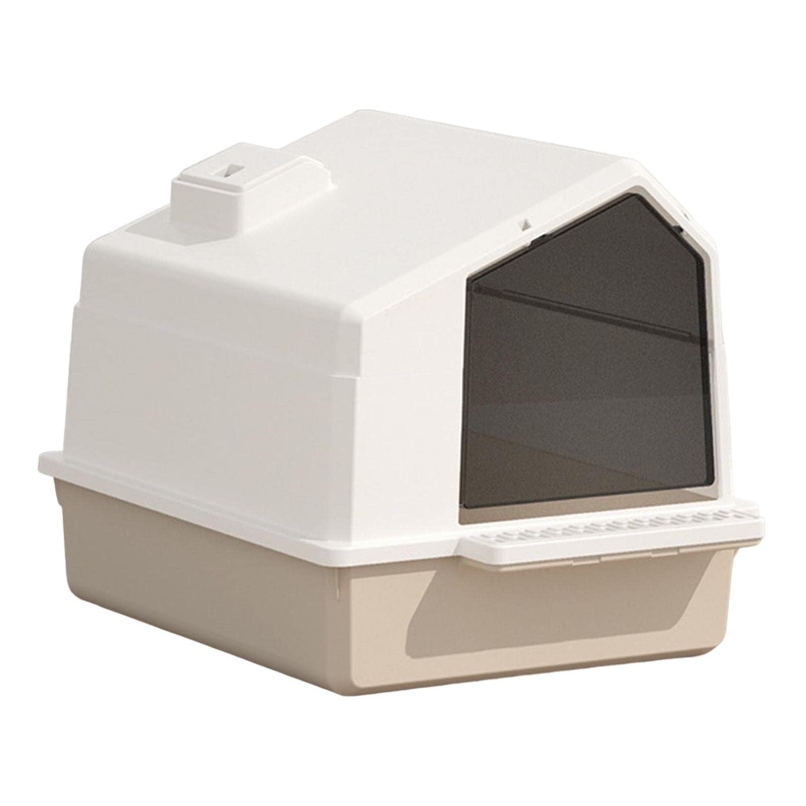 Arenero Grande para Gatos, Integrado, con Tapa Y Pala Incorporada - Fácil de Limpiar - Fabricado en PP - Práctico para Gatos de Interior, marrón