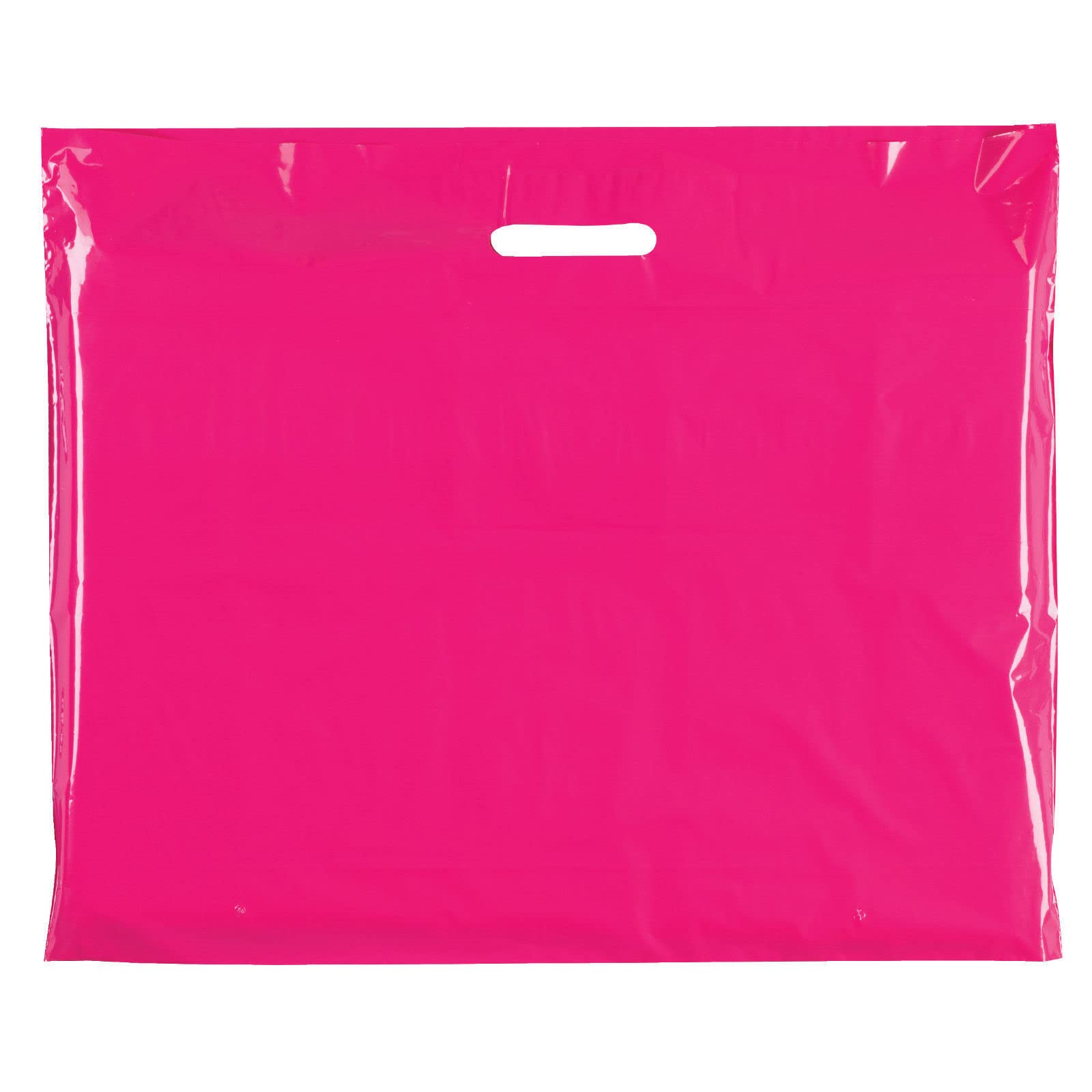100x Plastic Plain Fuchsia Carrier Bags Large(22"x18"+4)