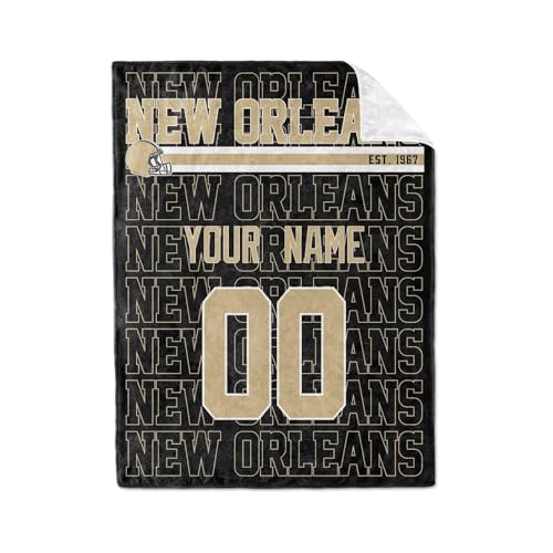 Image of ANTKING New Orleans Throw Blanket for Men Women Boy Custom Name and Number Gifts