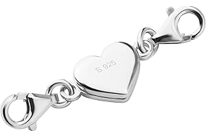 925 Sterling Silver Heart Magnetic Jewelry Clasps for Necklace Extenders