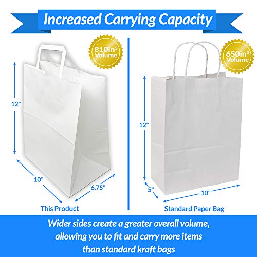 Reli. RL100712PW 100 Pack | 10 Inchx6.75 Inchx12 Inch | Large White Paper Bags W/Handles | Ideal For To Go/Take Out/Restaurant Bags thumb #2