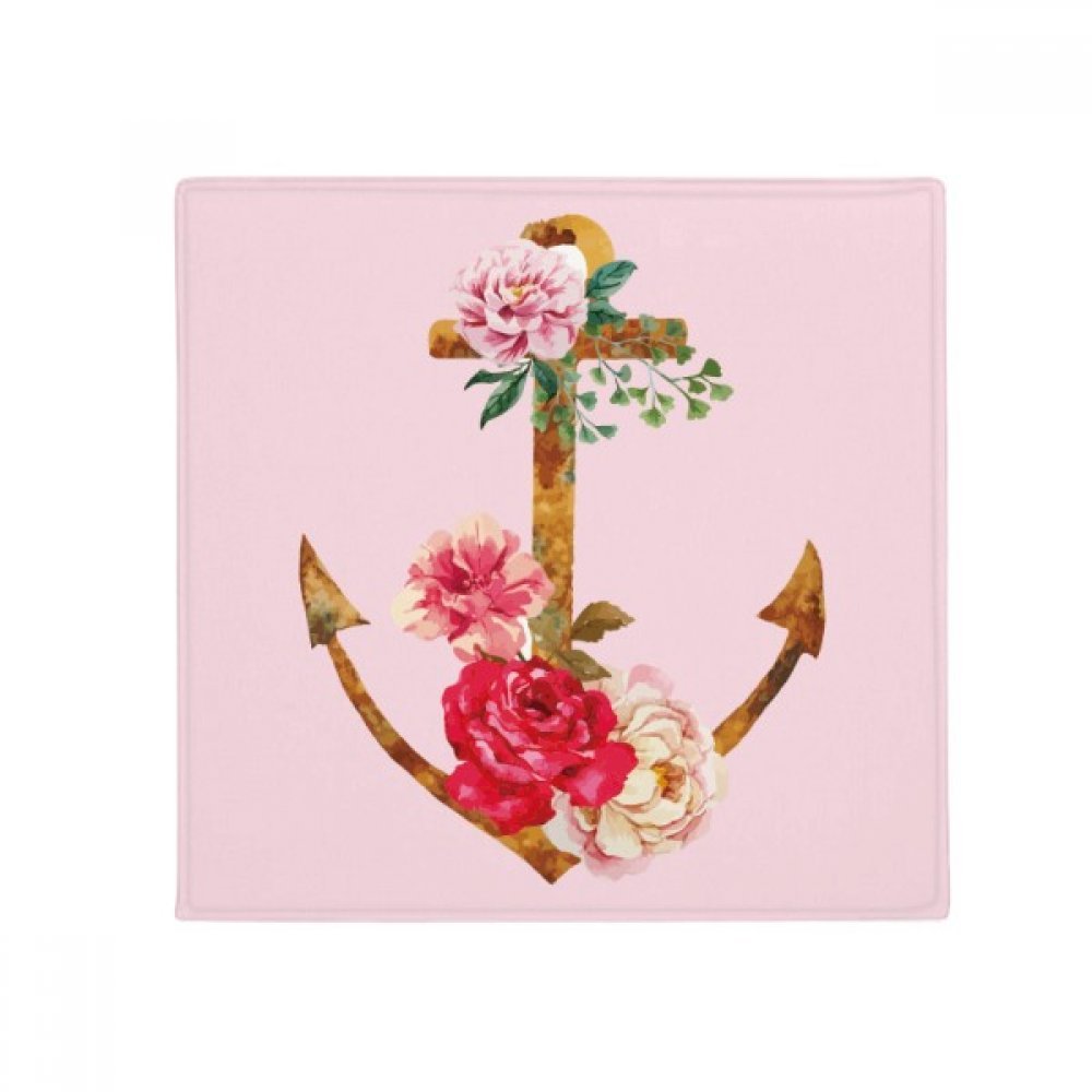 Tapis de cuisine aquarelle rose et ancre tapis antiderapant pour chien et chat