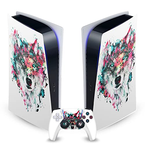 Skin PS5 Digital et Manette Riza Peker Loup Mix Art par Head Case Designs