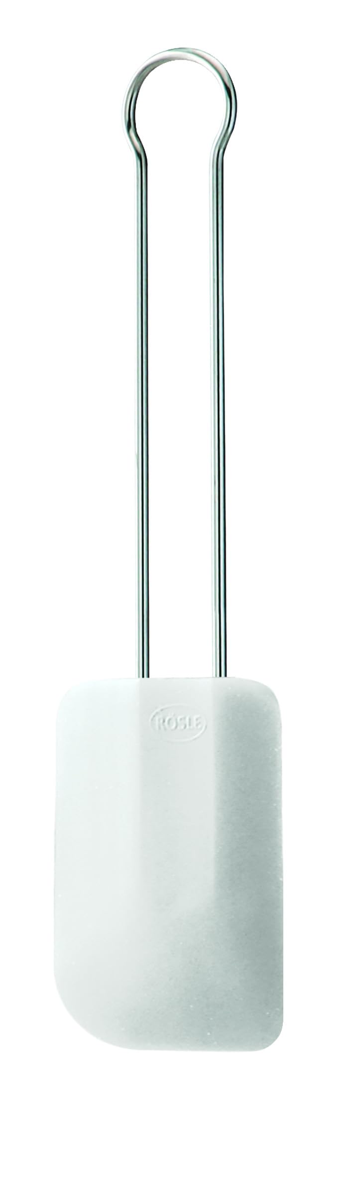 RÖSLE Teigschaber weiß, 32 cm, hochwertiger Teigspachtel als Back- und Kochhelfer, strapazierfähiges Silikon, -30°C bis +200°C, extra groß, Edelstahl 18/10, spülmaschinengeeignet, weiß/silbern