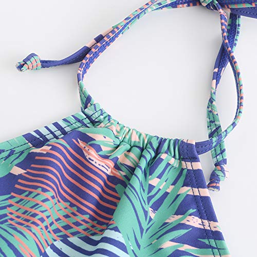 Girls Two Piece Bikini Swimsuits Pink Halter Bathing Suit3