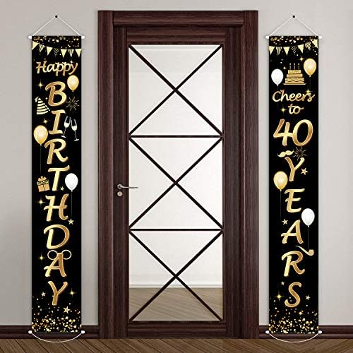 2 Pieces 40th Birthday Party Decorations Cheers to 40 Years Banne...