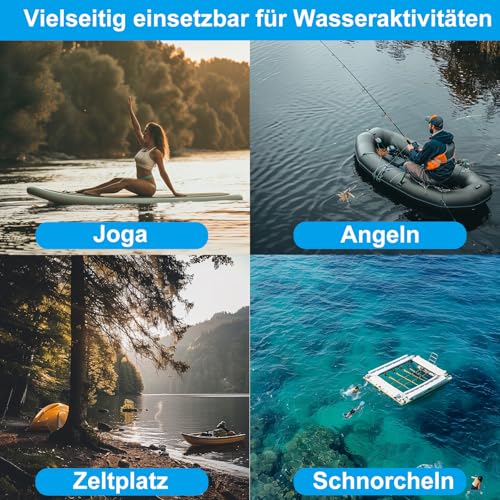 BeGrit 0,7Kg Anker Faltanker verzink Ankerset mit 10m reißfesten Ankerleine ø 6 mm & Ankerboje Kugel Set(Silber)