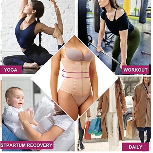 Reyeogo Waist Trainer For Women Tummy Control Corset Vest Postpartum Body Shaper Sport Girdle Shapewear Waist Cincher (Beige, Medium) #TOP3