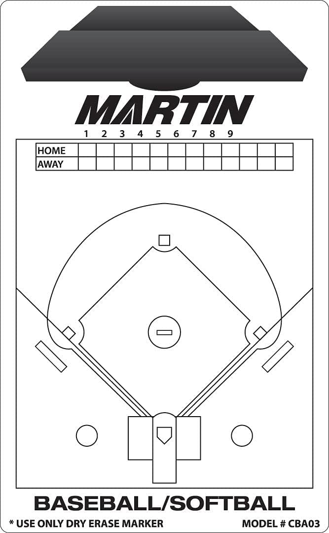 New Martin Dry Erase Baseball Softball 2 Sided 11"x16" Coaches Board & Marker