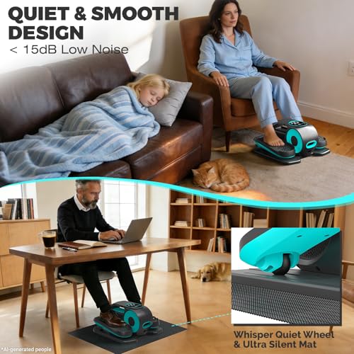 Image of Under Desk Elliptical Machine, 12 Speeds Leg Exerciser as Seen on TV with RF Remote Control for Seniors, Auto & HR Mode Quiet Portable Seated Pedal Exerciser for Home and Office