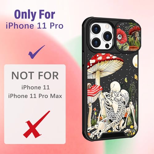 Image of Funermei for iPhone 11 Pro Case - Women Girls Cute Phone Cover Girly Pretty Aesthetic Mushroom Skull Unique Design with Camera Cover Funda for Apple for iPhone 11 Pro