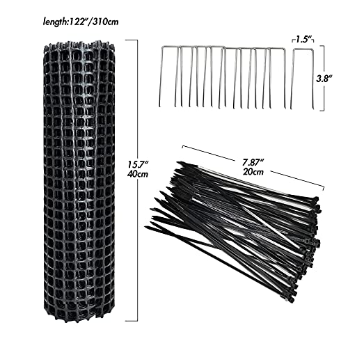Tree Guard Protector Plants Wrap Plastic Tubes 15.7X 122 inches Around Trunk Bark, Tree Wrap with Zip Ties and 8pcs U-Shaped Ground Nail, Plastic Mesh Tree Bark Protector from Animals, Deer (Black)