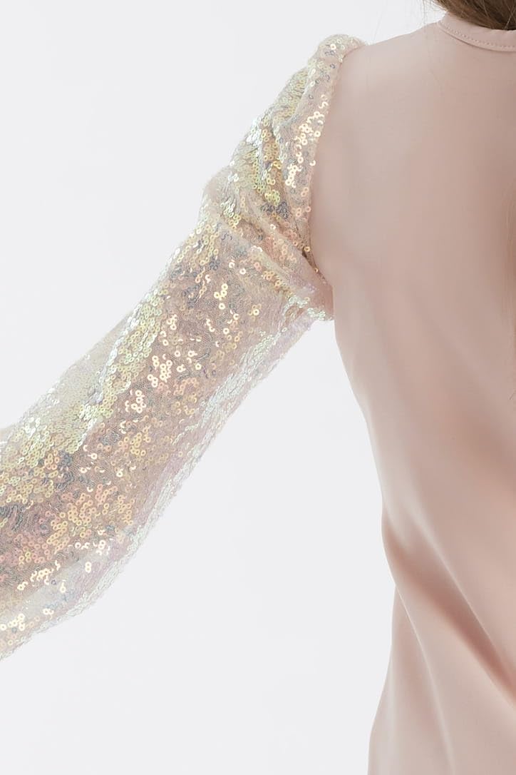 Visitenkleid Mädchen Vivienne zur Hochzeit mit Tüllärmel und Pailletten - Ideal für besondere Anlässe