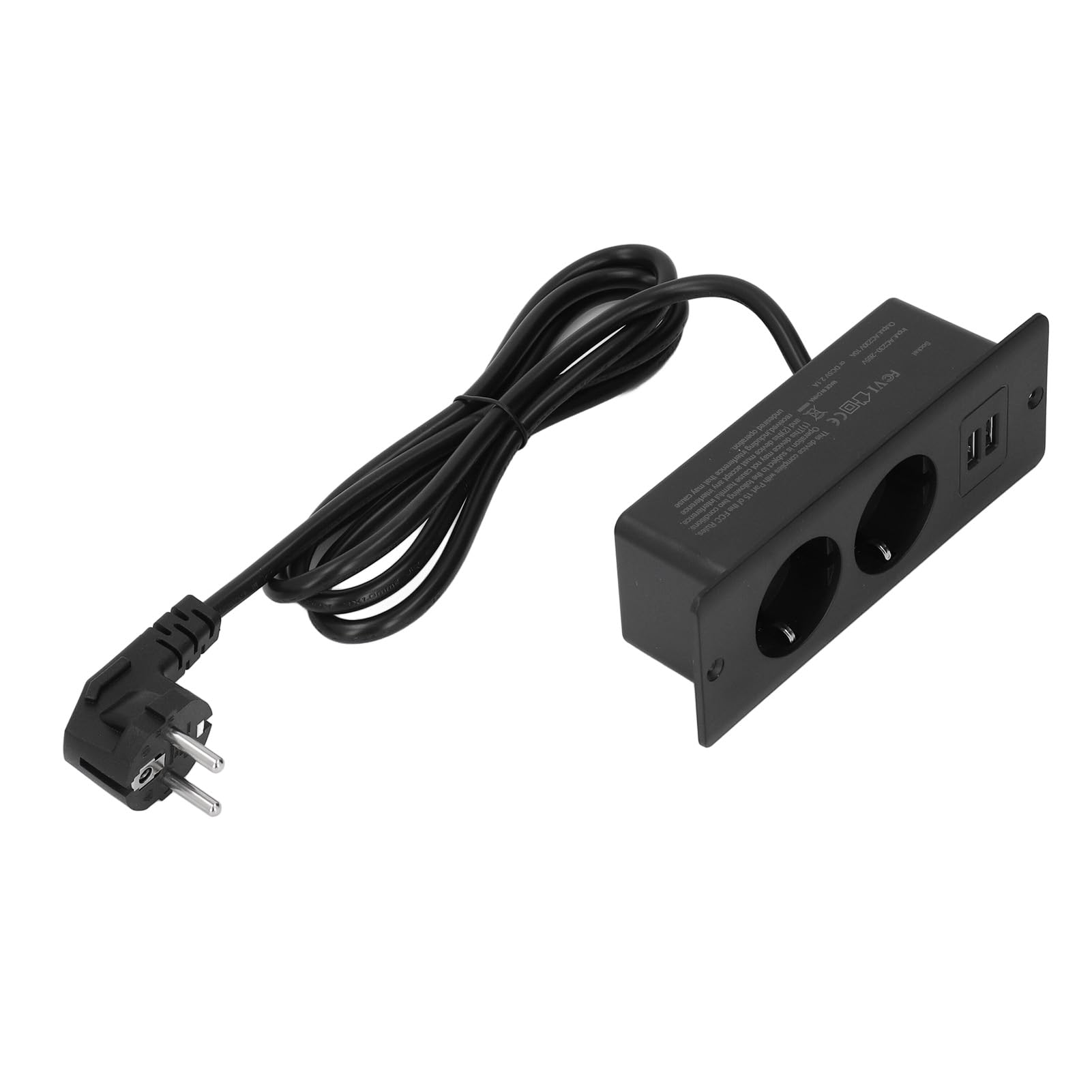 Toma de corriente integrada de 230V con puertos USB para optimizar mesas estrechas
