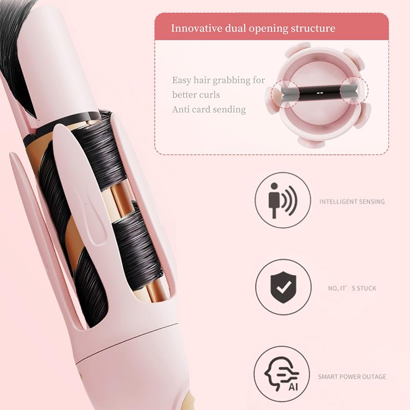 JINNEISYS Automatic Curling Iron, Straight Hair Curling 2-in-1, Intelligent Power Off, Anti-Winding, Two-Way Automatic Rotation, with 3 Levels of Temperature Adjustment for All Kinds of Hair (Black)