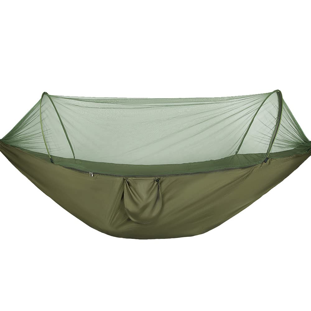 KEESINCamping Hammock with Single Double Mosquito Net Ultra-Light Travel Hammock 200kg Load Capacity and Breathable Outdoor Hammock for Camping Hiking Backpacking Outdoor Indoor Garden(ArmyGreen)