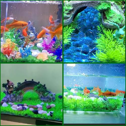 Image of kathson 6 PCS Aquarium Grass Mat Decorations,Artificial Plastic Plant Lawn for Fish Tank Plants Landscape Ornament,Fish Tank Decor Green Carpet with Suction Cups for Freshwater & Saltwater