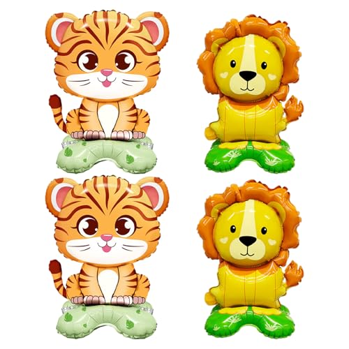 DUINIU 2 Ballons De Lion Et 2 Ballons De Tigre, Ballons d'animaux De Dessin Animé, Ballons, Ballons De Décoration De Fête.