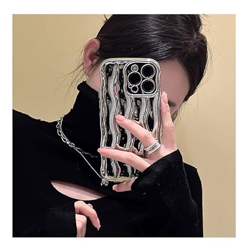 Mzelq Compatible With Iphone 13 Pro Max Case Luxury Plating Water Ripple Pattern Cover For Women Men Curly Wave Frame Soft Tpu Shockproof Protective Phone Case For 13 Pro Max 6.7" 2021 - Silver #TOP1
