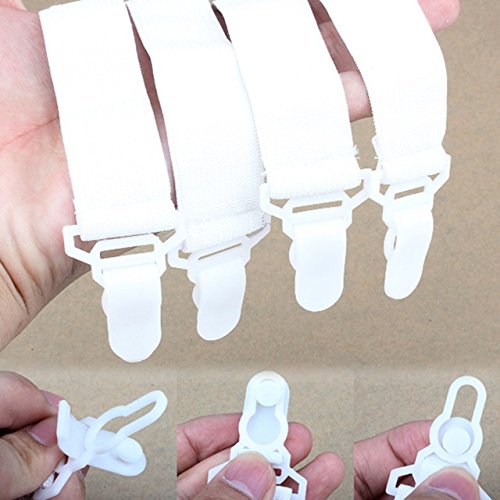 galaksy White 4Pcs/lot House Bed Sheet Fasteners Elastic Grippers