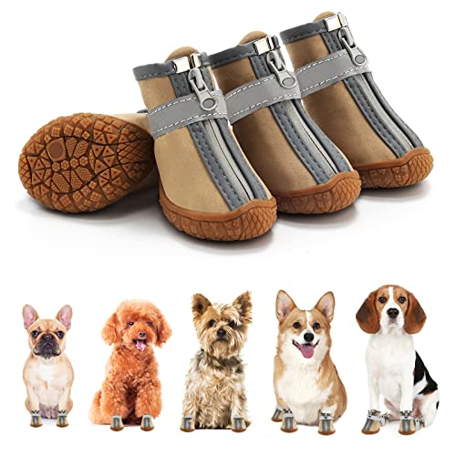 Dog Shoes for Small Dogs Boots, Waterproof Dog Booties Paw Protector for Outdoor Walking, Puppy Shoes with Reflective Strips Rugged Anti-Slip Sole for Hardwood Floors Hot Pavement Winter Snow 4PCS/Set Dog Shoes for Small Dogs Boots, Waterproof Dog Booties Paw Protector for Outdoor Walking, Puppy Shoes with Reflective Strips Rugged Anti-Slip Sole for Hardwood Floors Hot Pavement Winter Snow 4PCS/Set