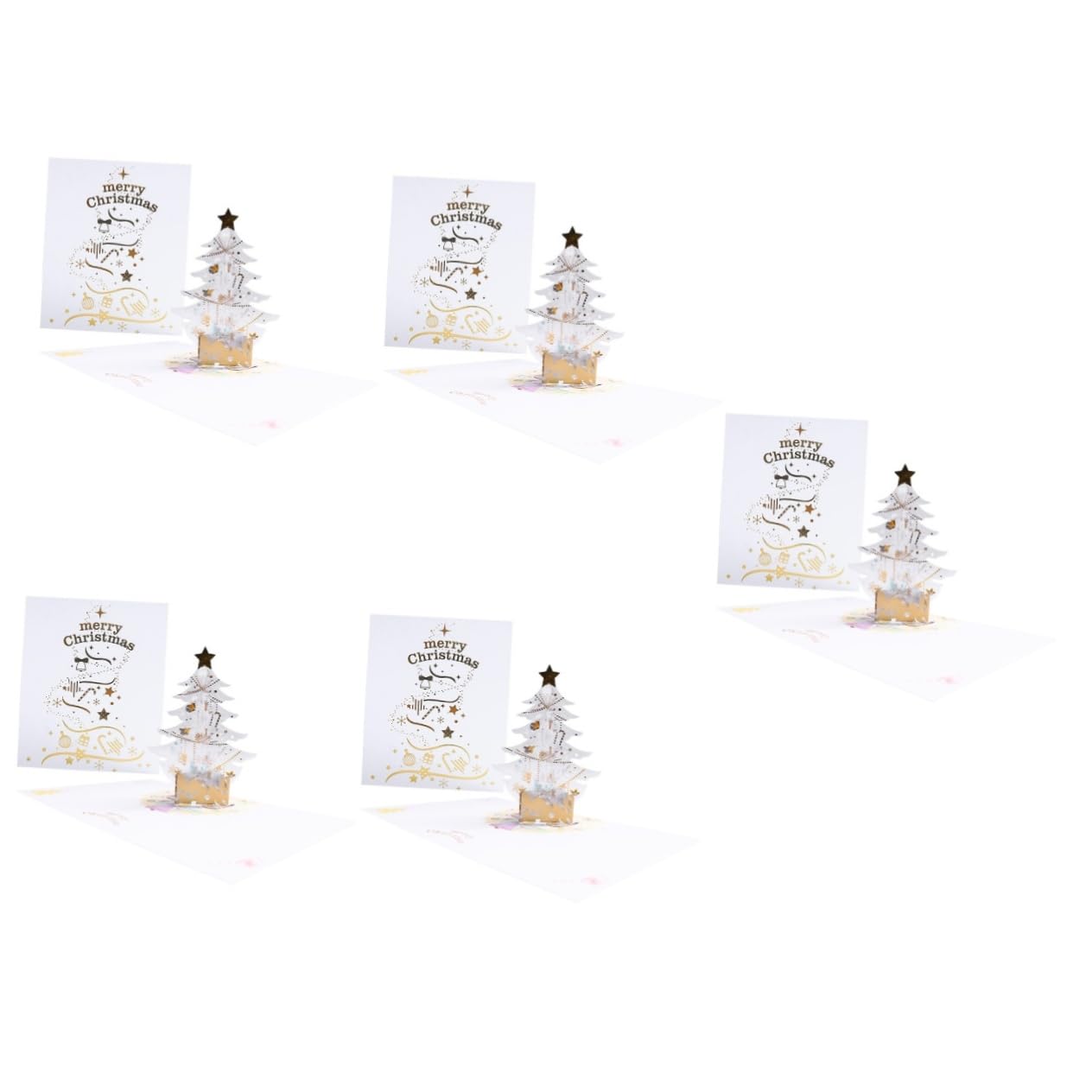 SHINEOFI 5piezas Tarjeta De Felicitación Navideña De Árbol De Navidad Diseño Para Festivo y Expresar y