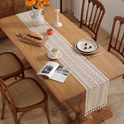 Chemin de table dentelle en coton lavable pour protéger et décorer la table - 3
