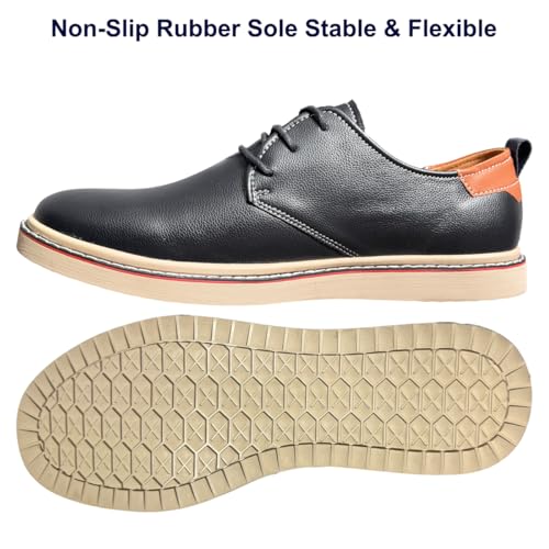 Image of Mens Derby Shoes Casual Lace Up Dress Shoes Lightweight Synthetic Leather Work Shoes with Non Slip Rubber Sole