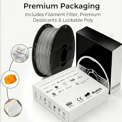 Image of NFIL3D 1KG Net Turbo Finish PLA+ Cement Grey 3D Printer Filament | Filaments for 3D Printer| 1.75mm| Accuracy + /- 0.015mm | 1000g 3D Filament, 250g Spool, 350g Packaging Weight (Total Weight 1.6KG)