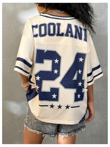 Girl's Y2K Mesh Oversized Jersey Tops Number Star Graphic Tees Vintage V Neck T Shirts3