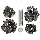 CrazyEve Leathercraft Gunmetal Copper Press Studs Snap Fasteners Poppers Sewing Clothing Snaps Button 40 pcs with Fixing Tool (831(15mm))