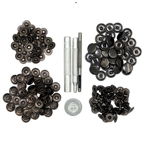 CrazyEve Leathercraft Gunmetal Copper Press Studs Snap Fasteners Poppers Sewing Clothing Snaps Button 40 pcs with Fixing Tool (831(15mm))