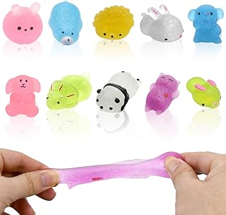 Kleemeiero Kawaii Mochi Squishy Toys 10 Pieces Squishy Kawaii Set Mochi Squishy Squeeze Toy Cute Squeeze Squishies Fidget Toy Mochi Anti-Stress Animals Squishy Children Party Favours