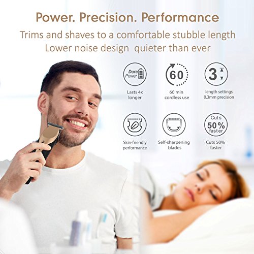 Ciwellu Beard Trimmer Bikini Trimmer For Women Rechargeable T-Blade Trimmer Body Grooming With 3 Trimmer Guide Combs (Gold) #TOP5