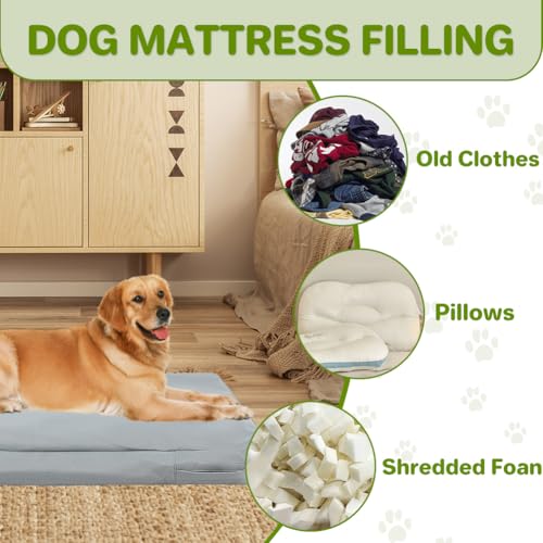 DUJUIKE 100% Wasserdichter Ersatzbezug für Hundebett, Ersatzbezug für Hundeunterlage, Waschbarer, Abnehmbarer Hundematratzenbezug, Hundematratzeneinlage mit Reißverschluss(Grau,S(76 x 51 x 10cm))