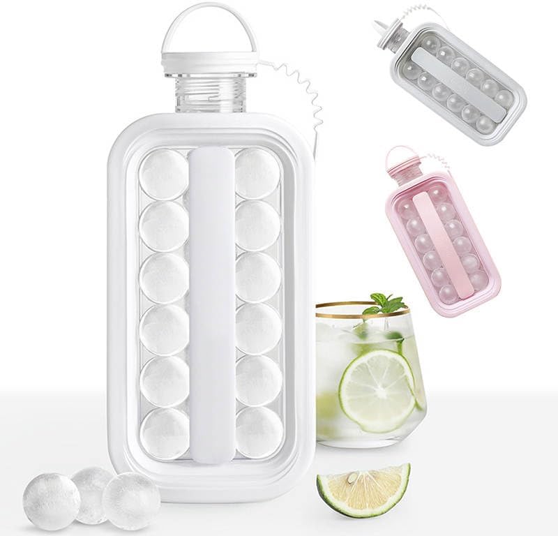 Miniatura 1 de Uncork & Uncap Bandeja para cubitos de hielo y botella de agua 2 en 1 Ball Maker (blanco)