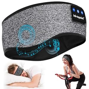 Sleep Hoofdtelefoon Bluetooth Hoofdband,Slapen Hoofdtelefoon met Ultra-dunne HD Afneembare Stereo Speakers,Draadloze muziek Hoofdband voor Running Workout Reizen Slapeloosheid Yoga (Grey)