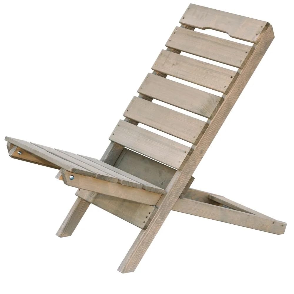 Silla de Jardín Plegable Gris de Madera - Para Balcón, Terraza - Ahorra Espacio, Resistente a la Intemperie, Natural, Compacta