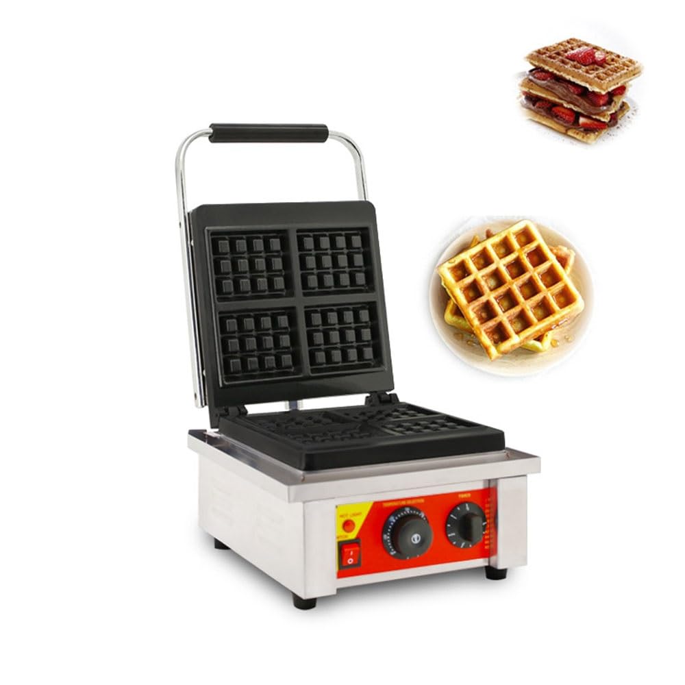 Comercial Gofrera Belga Antiadherente Máquina Eléctrica Para Hacer Gofres Acero Inoxidable Control De Temperatura Y Tiempo Para Gofres Dorados Esponjosos Apto Para Restaurante Snack Bar Familia