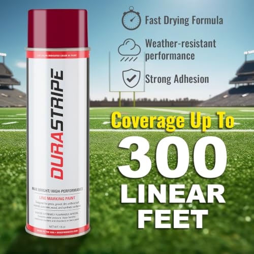 Image of Athletic Field Marking Paint - Case of 12 T-Tip Spray Cans, 18 oz Each - Bright, Durable Field Striping Paint. Several colors to choose from. (Burgundy)