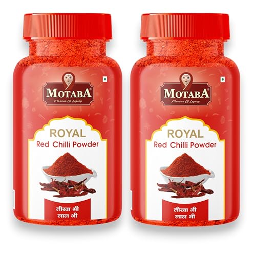 Image of MOTABA Red Chilli 1kg Jar | Indian Red Chilli Powder in Airtight Jar| Natural Ground Red Chilli for Authentic Cooking, Curries | Fresh Aroma Without Additives (500g x 2, 1kg)