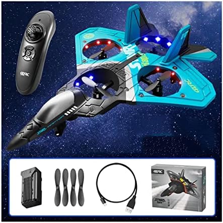 2023 New Upgrade V17 Jet Fighter Stunt RC Airplane With Cool Light, 360° Stunt Spin Remote Control Airplanes, EPP Foam Gravity Sensing RC Aero Jet Planes, Glider Airplane Model Toy for Adults Kids.