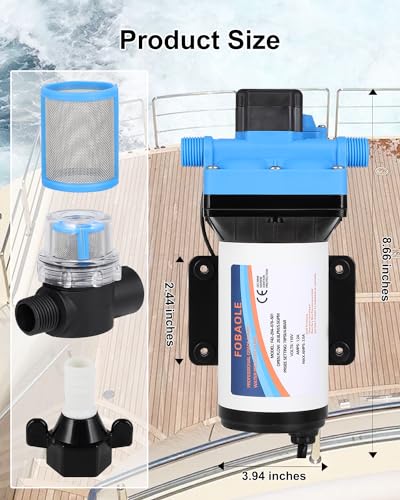 Image of RV Diaphragm Pump 5.5GPM 70PSI 12V Quiet Self Priming Fresh Water Pump for Boat, RV Marine, Yacht, Caravan, with Pressure Switch