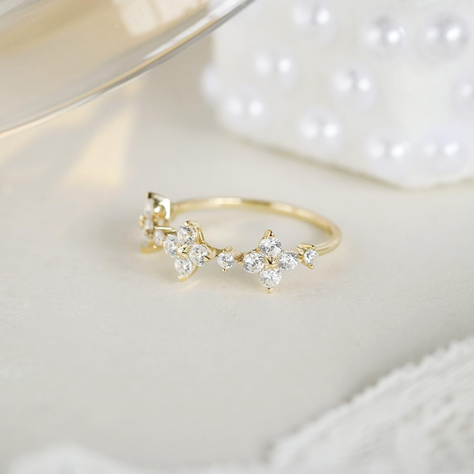 Or Au 375/585/750 Bague de fiançailles classique avec moissanite