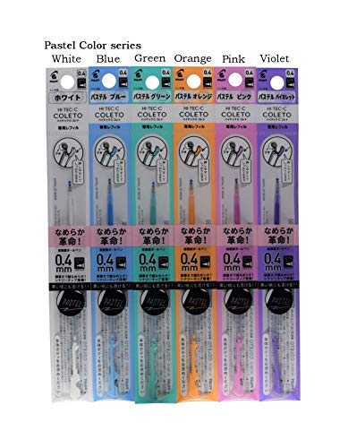 Pilot Hi-Tec-C Coleto 0.4mm Aqueous pigment gel ink (Pastel 6 Colors Refill Set)