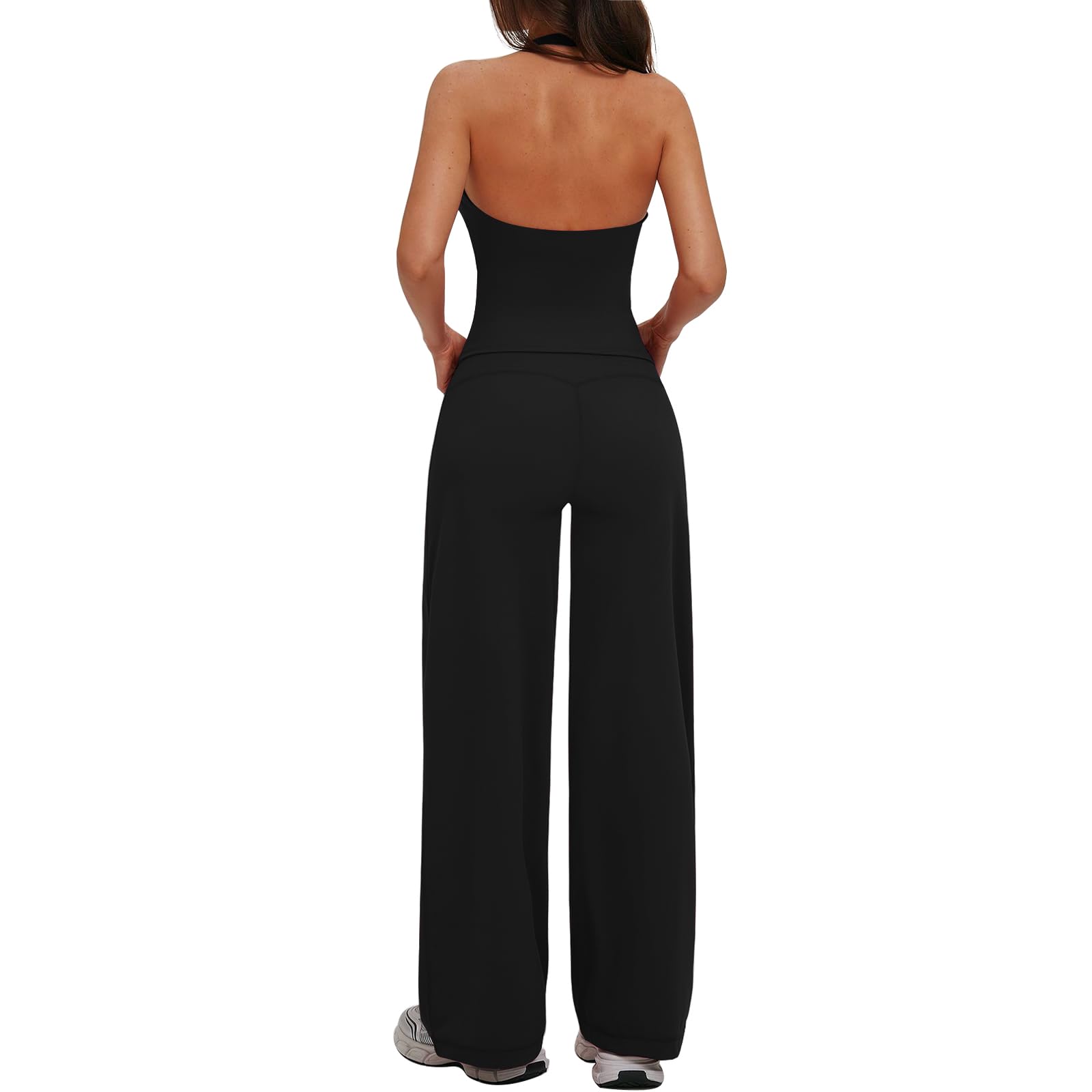 JN JANPRINT Tuta da ginnastica da donna, 2 pezzi, con scollo all'americana e pantaloni a gamba dritta, per pilates