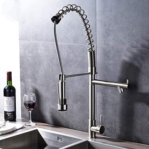 Mitigeur cuisine double bec avec douchette extractible et hauteur d'extension
