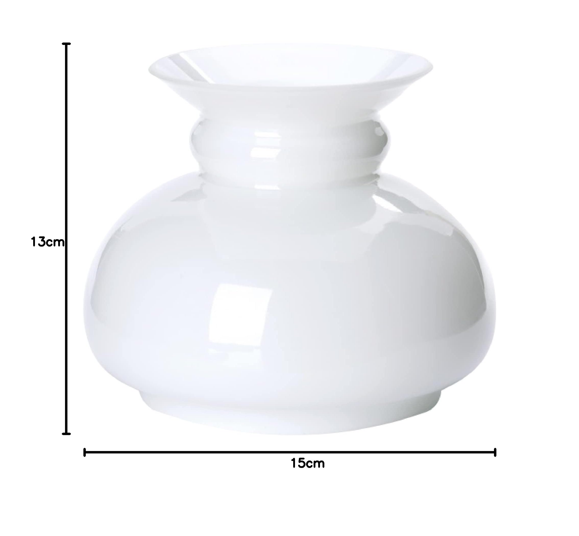 Vesta Schirm für Lampen (Ø 150 mm, unten 120 mm), Höhe 130 mm, Ersatz Lampenschirm aus Glas, Glasschirm für Petroleumleuchten, Laternen, Leuchten, Opalglas, Weiß