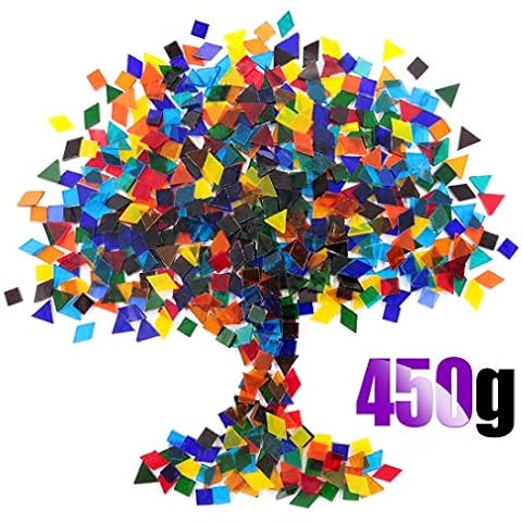 Swpeet 1 Pound Mixed Colour Mosaic Glass Tiles Cover