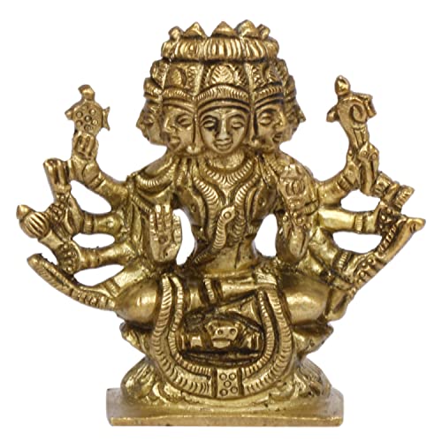 Kartique Latón Gayatri MATA Ídolo en flor de loto floreciente para decoración del hogar Mandir Puja regalo altura 2.75 pulgadas color oro Cover